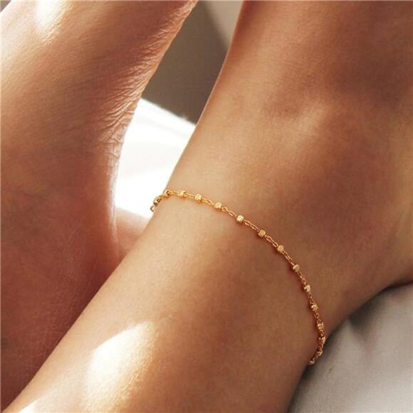 Anklet for Women Gold Chain 14K GoldPlated Dainty Boho Beach Summer Foot Jewelry - Picture 2 of 6
